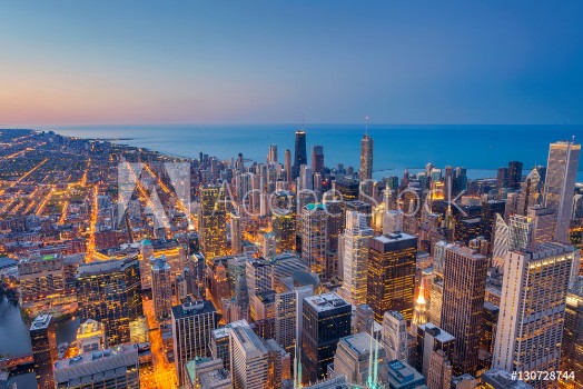 Picture of Chicago Cityscape image of Chicago downtown during twilight blue hour